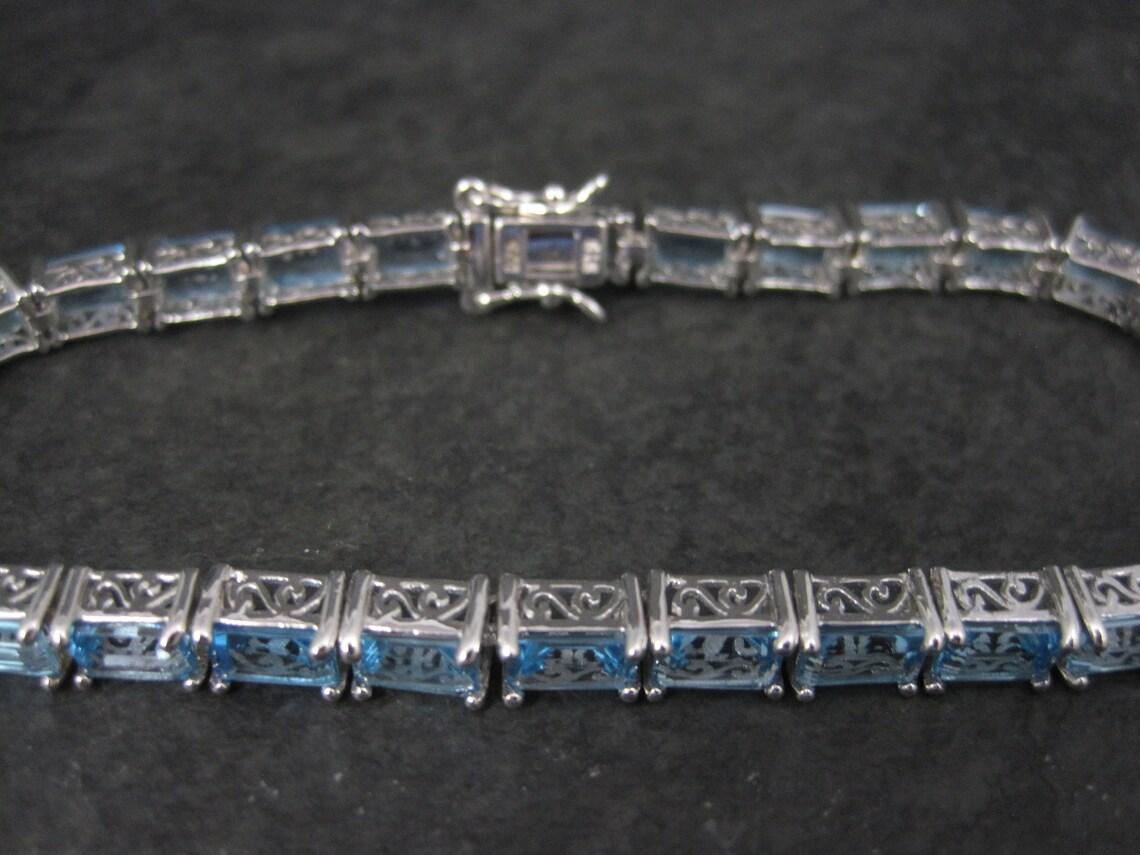 Sterling Blue Topaz Tennis Bracelet 7.5 Inches Chuck Clemency 1