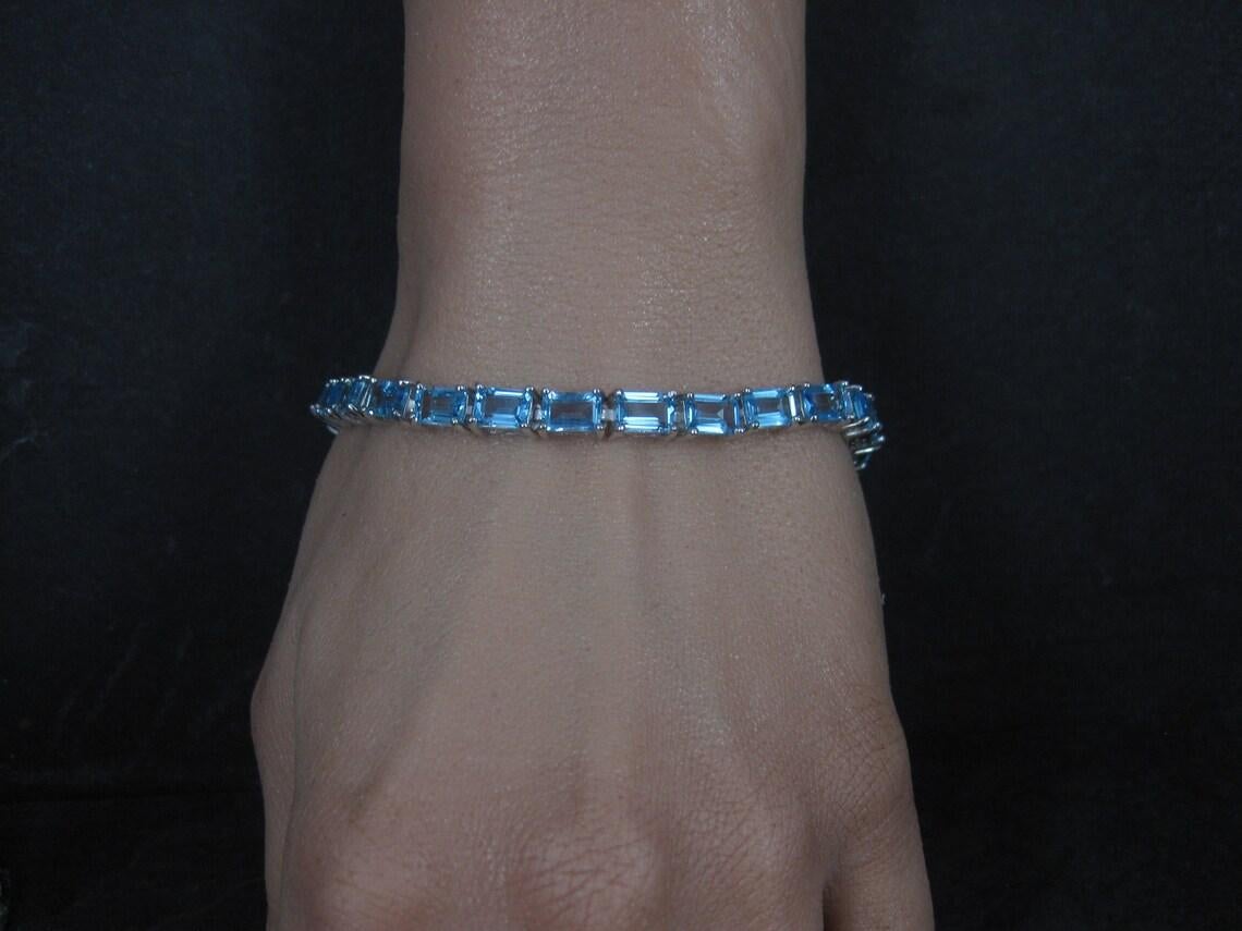 Sterling Blue Topaz Tennis Bracelet 7.5 Inches Chuck Clemency 2