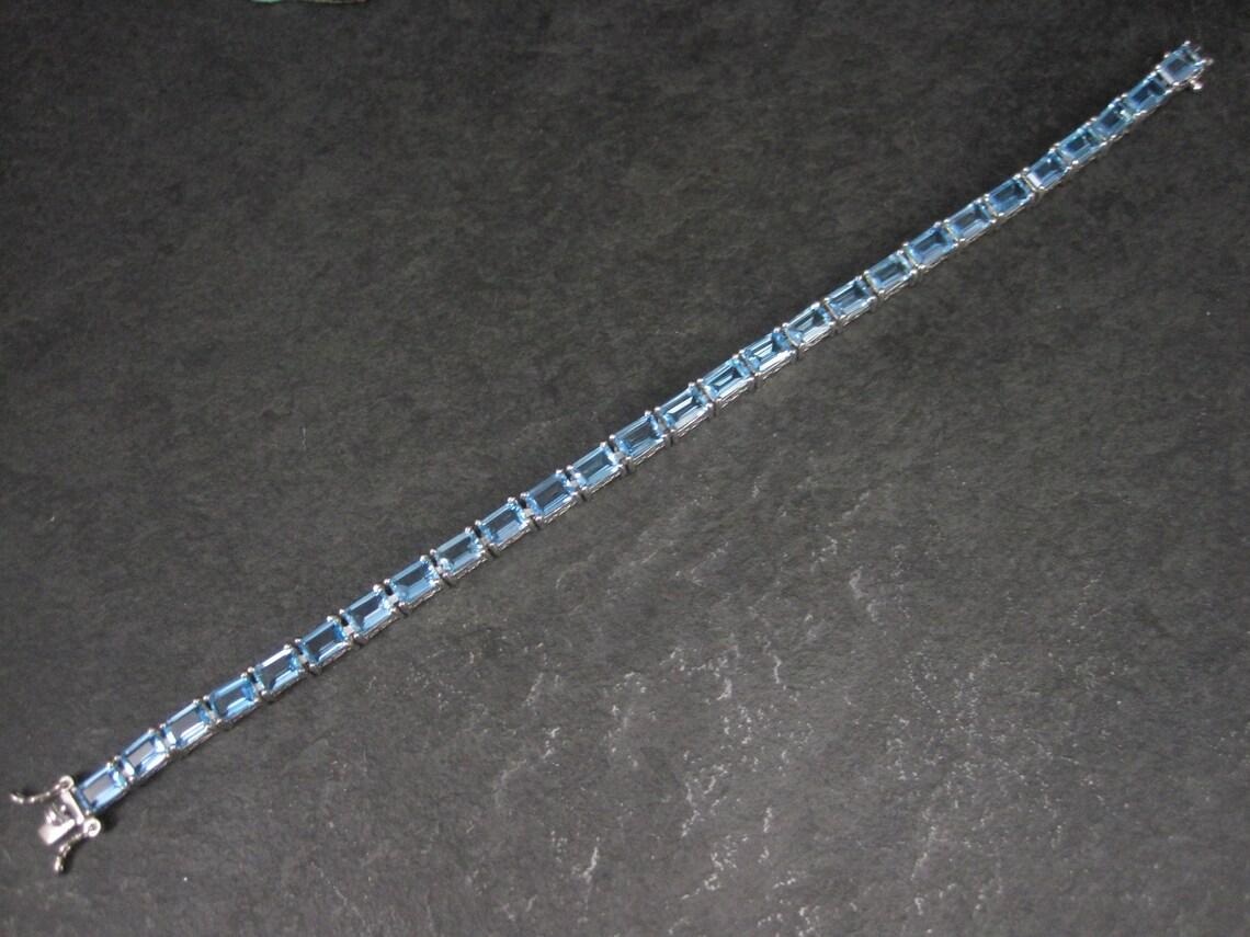 Sterling Blue Topaz Tennis Bracelet 7.5 Inches Chuck Clemency 4