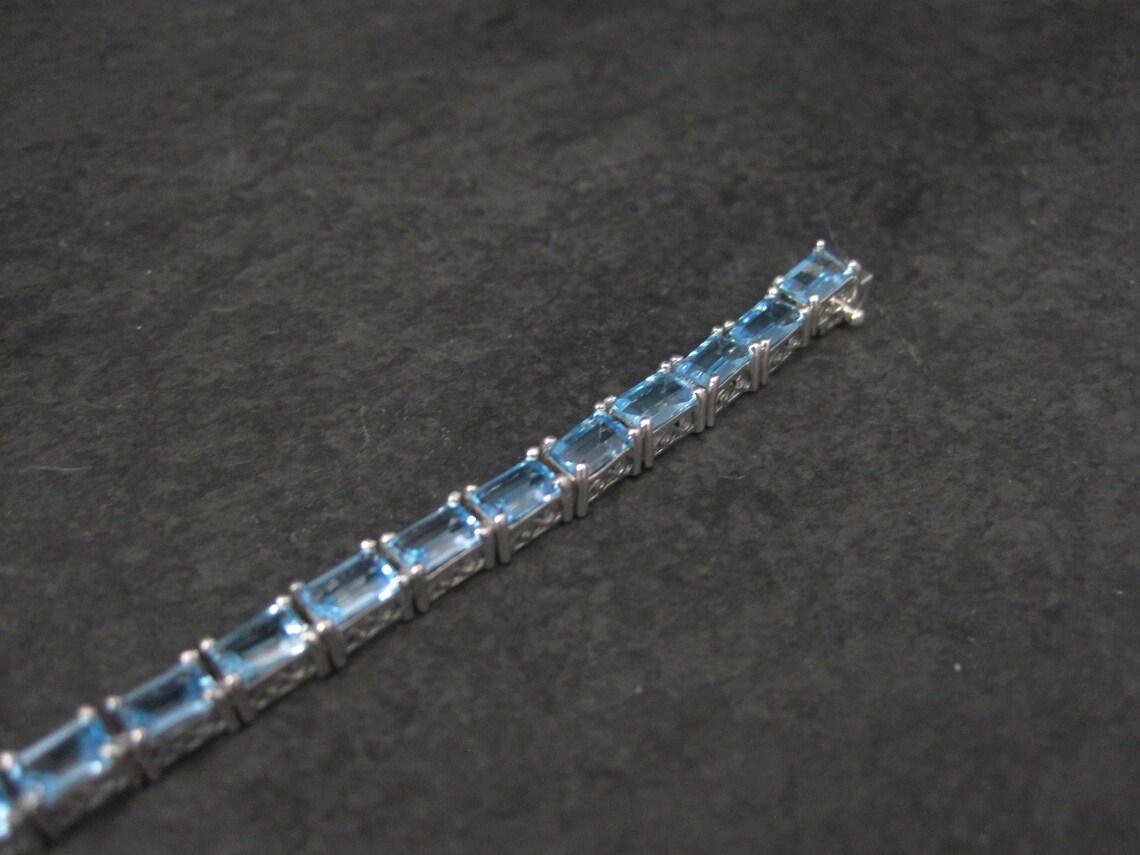 Sterling Blue Topaz Tennis Bracelet 7.5 Inches Chuck Clemency 5