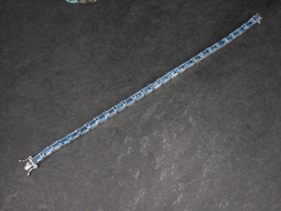 Sterling Blue Topaz Tennis Bracelet 7.5 Inches Chuck Clemency 7