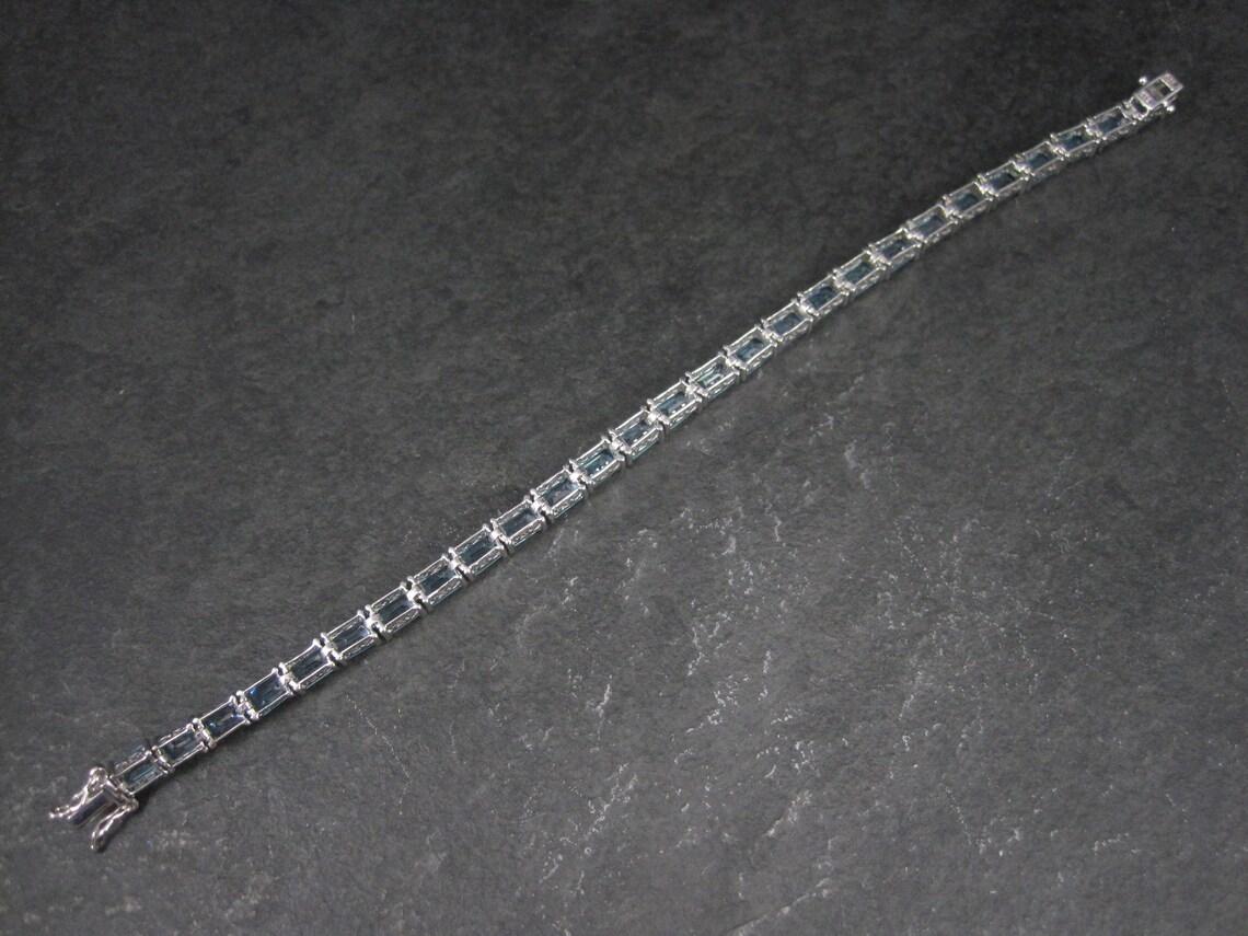 Sterling Blue Topaz Tennis Bracelet 7.5 Inches Chuck Clemency 9