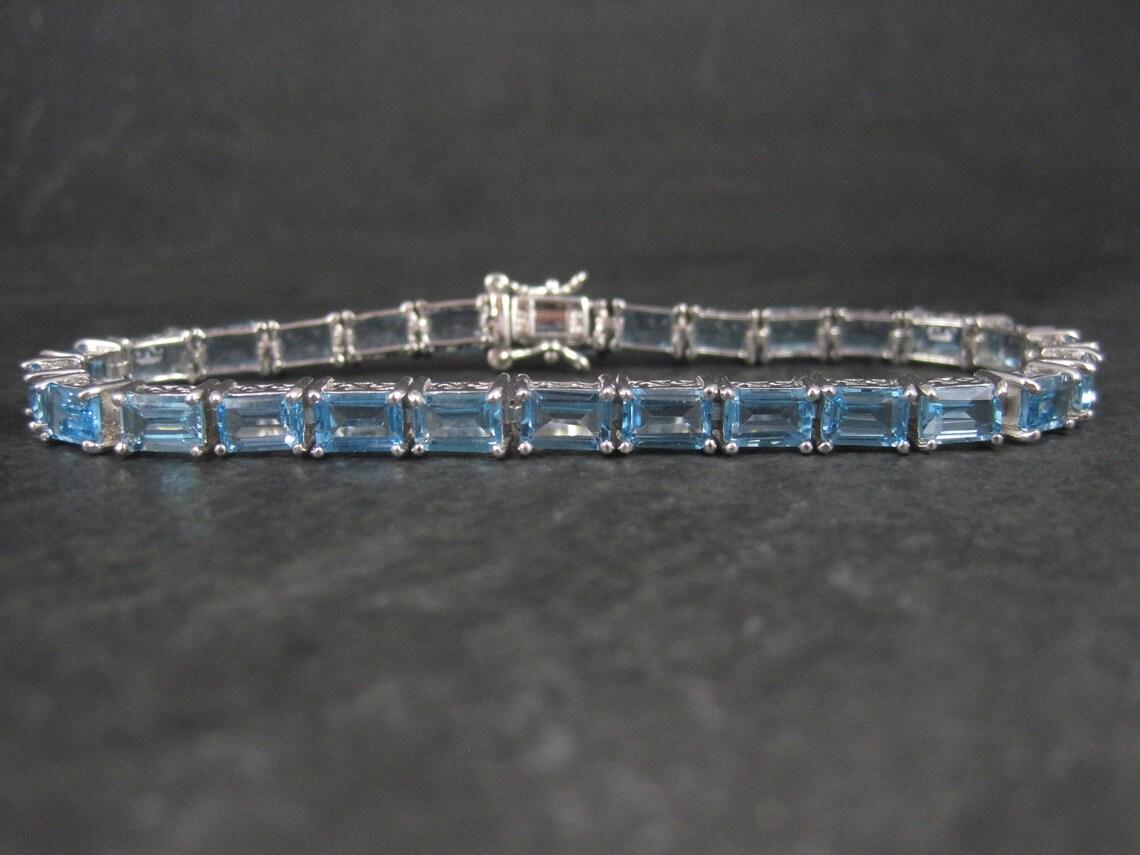 Sterling Blue Topaz Tennis Bracelet 7.5 Inches Chuck Clemency 10