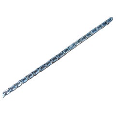 Vintage Sterling Blue Topaz Tennis Bracelet 7.5 Inches Chuck Clemency