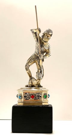 Sterling, Bone, & Semi-Precious Gems Figure of 'St. George & Dragon'