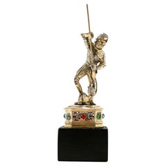 Sterling, Bone, & Semi-Precious Gems Figure of 'St. George & Dragon'