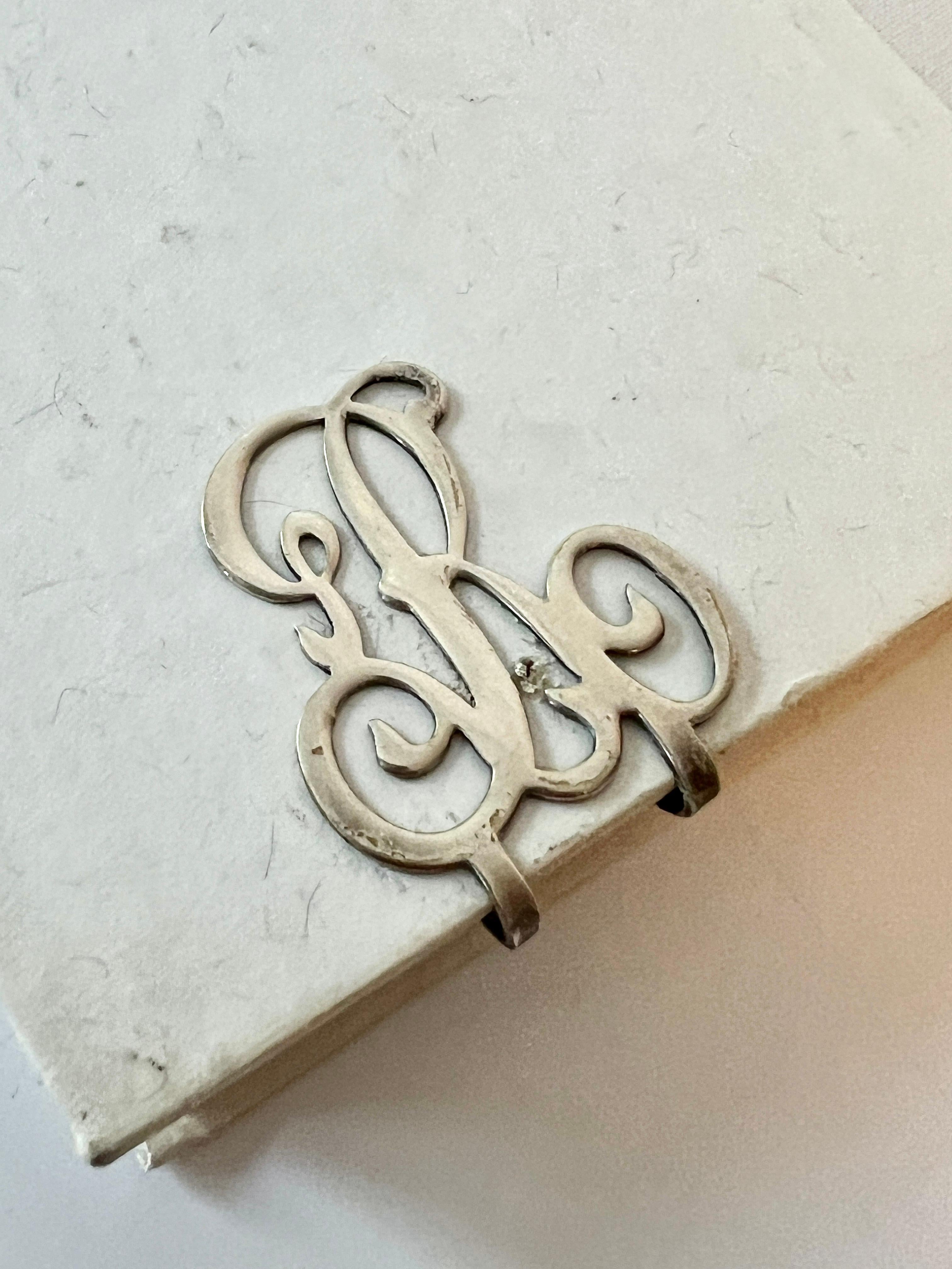 Hand-Crafted Sterling Bookmark with Letter R For Sale