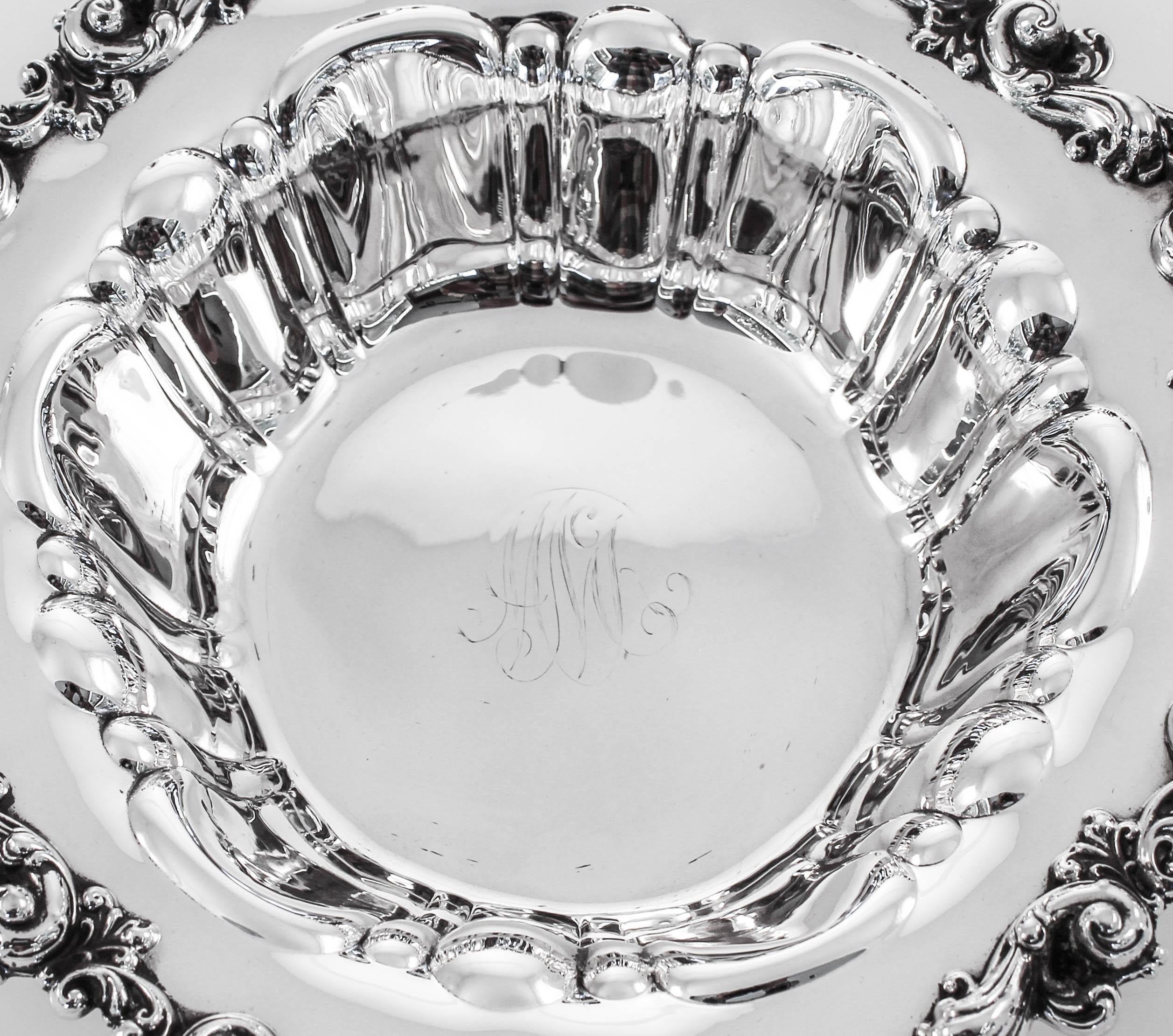 We are offering a sterling silver bowl. Old world elegance and charm come to life in this antique piece of silver. A richly decorated scalloped rim gives this bowl an important feel. The perfect size for fruit or even hot food.