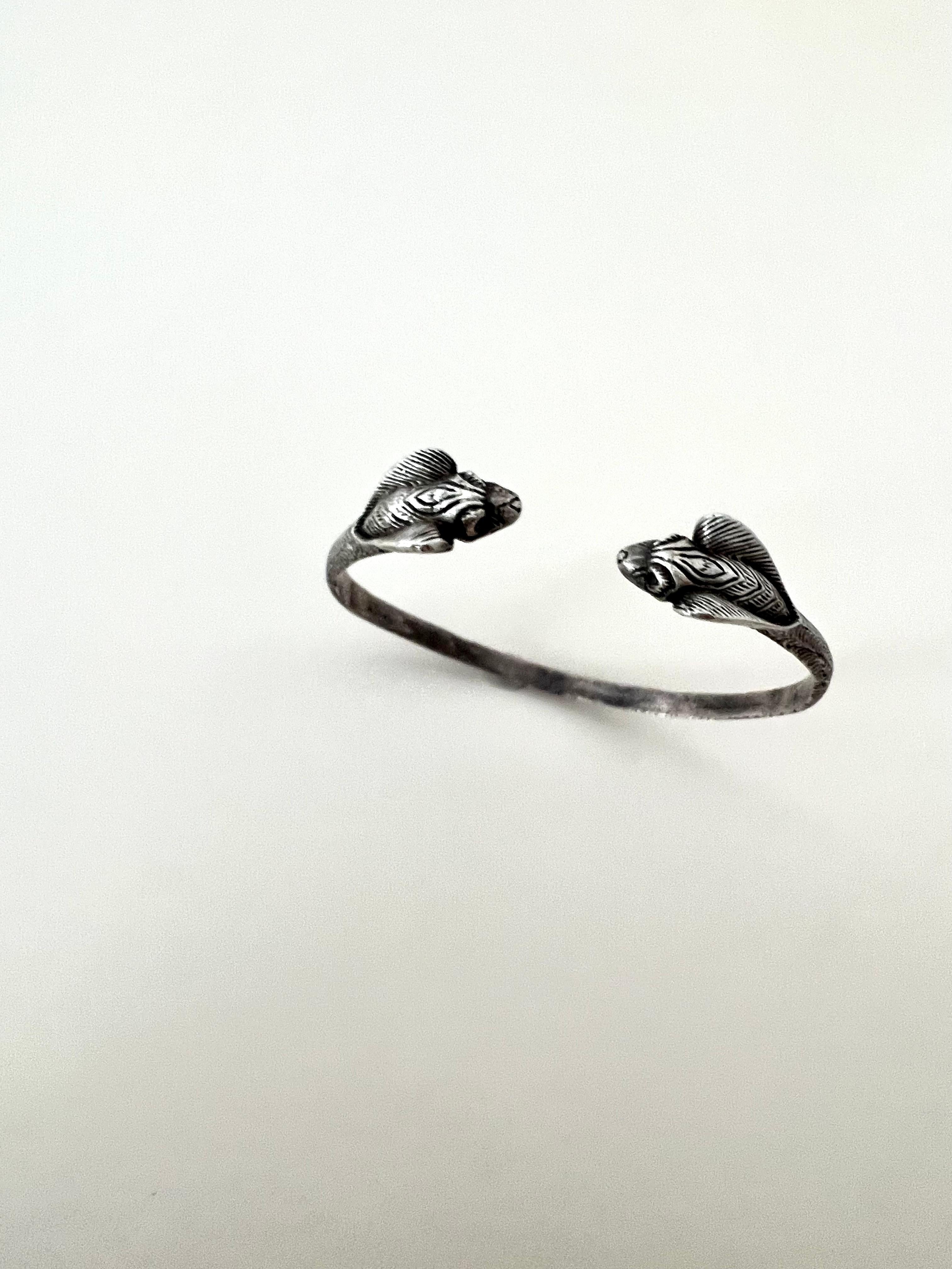 Hand-Crafted Sterling Bracelet with Cobra Heads For Sale