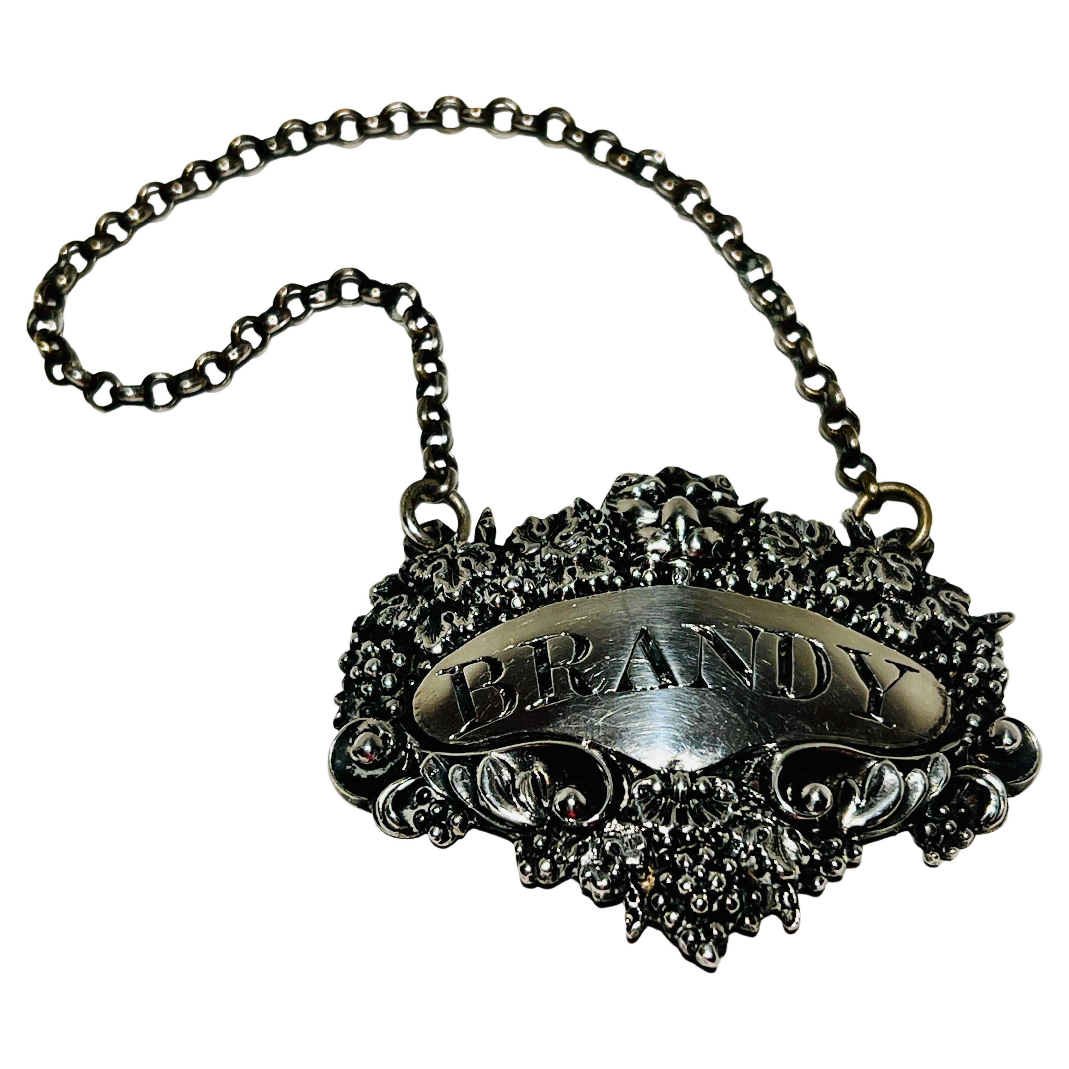 Etiqueta/botella de decantador de brandy de ley de Charles Rawlings, Londres, 1828