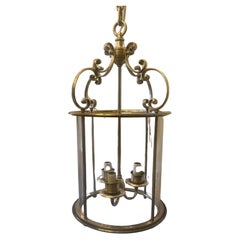 Sterling Bronze Co. Pair Of Polished Nickel Bronze Blown Glass Lantern Fixtures