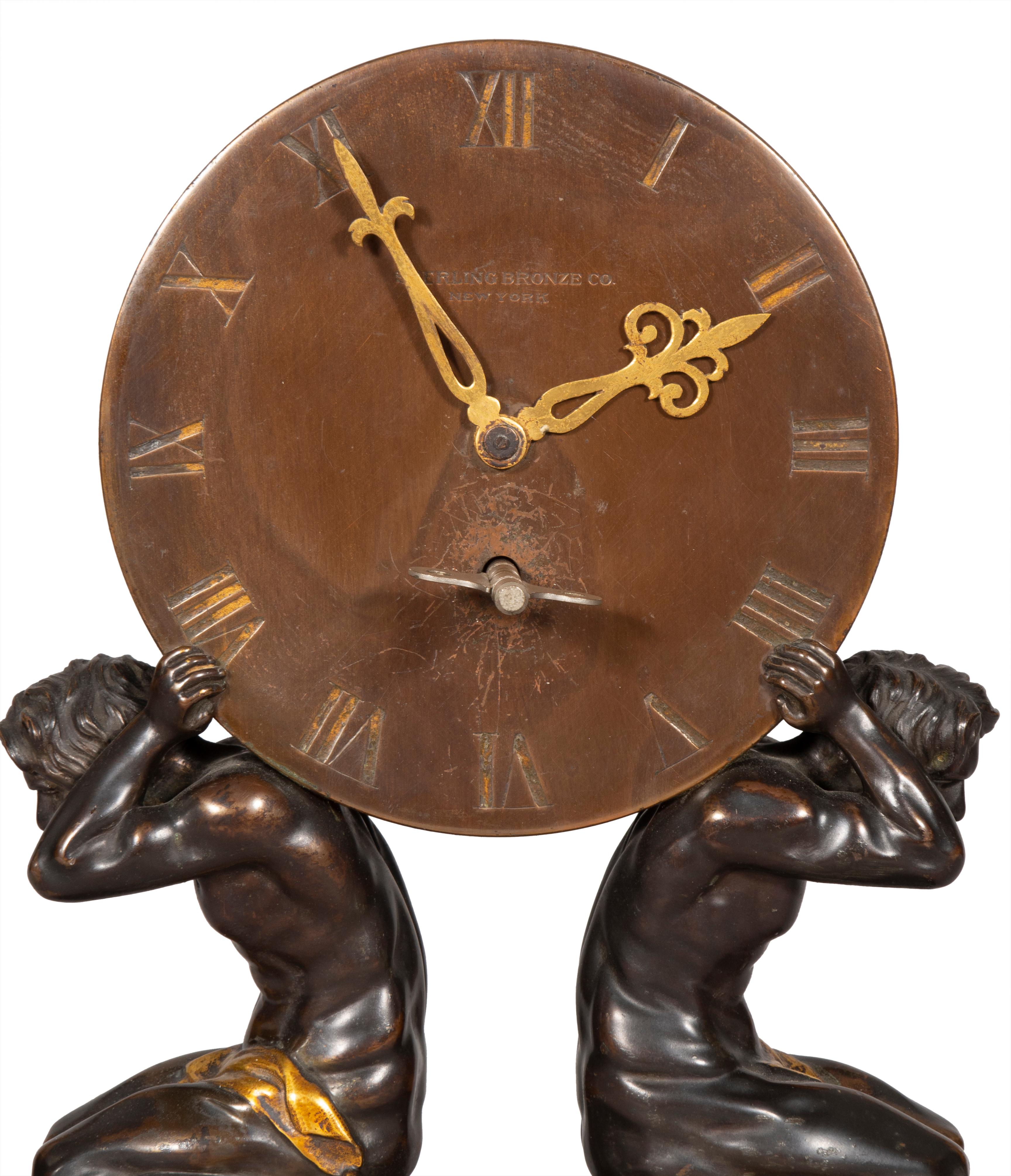 Brass Sterling Bronze Company Mantle Clock For Sale