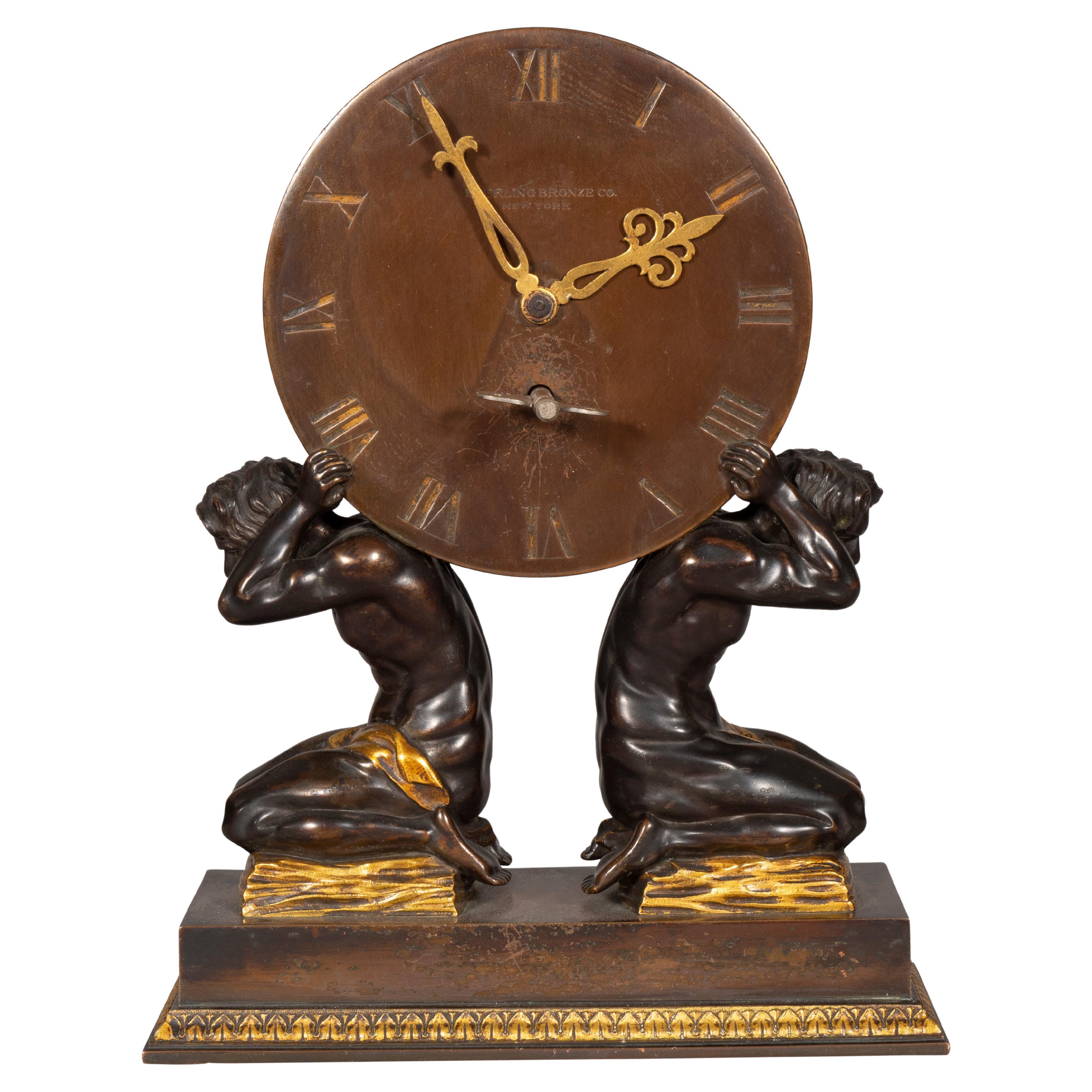 Sterling Bronze Company Mantle Clock For Sale