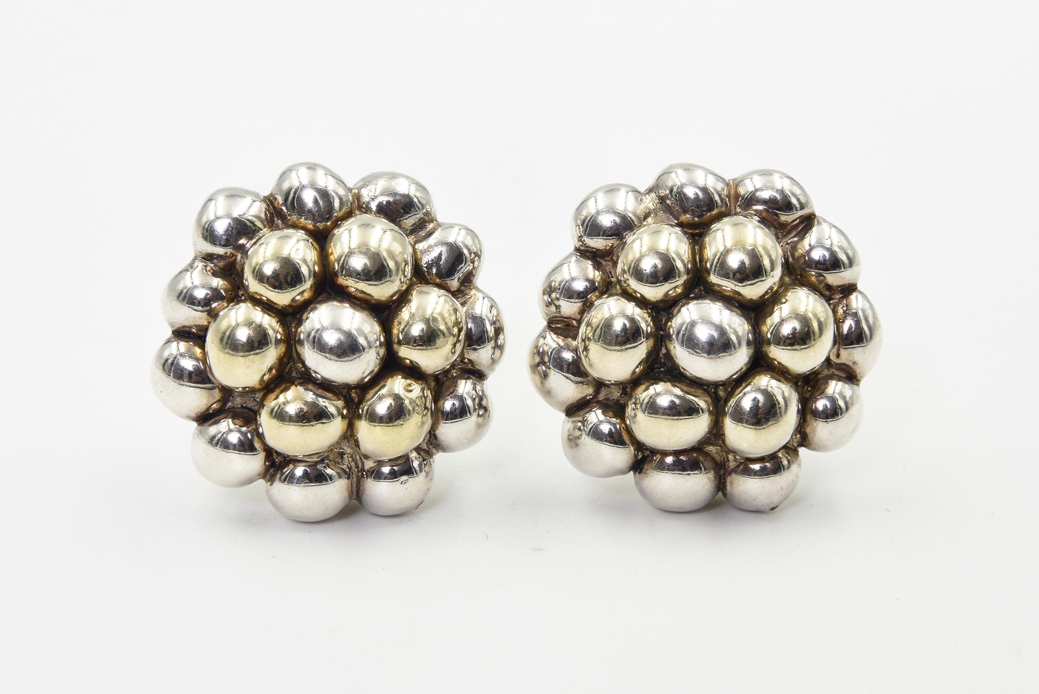 Sterling Bubble Clip-on Earrings by Sam Philipe In Good Condition For Sale In Miami Beach, FL