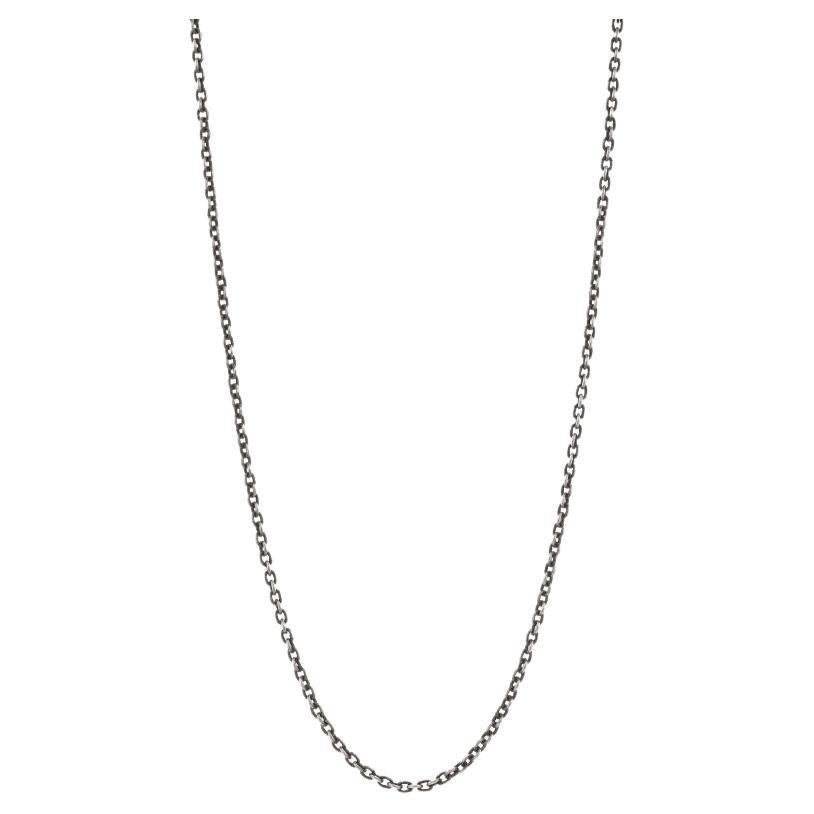 Sterling Cable Chain Necklace 18 1/4" - 925 & 18k Yellow Gold Hammered Hook For Sale
