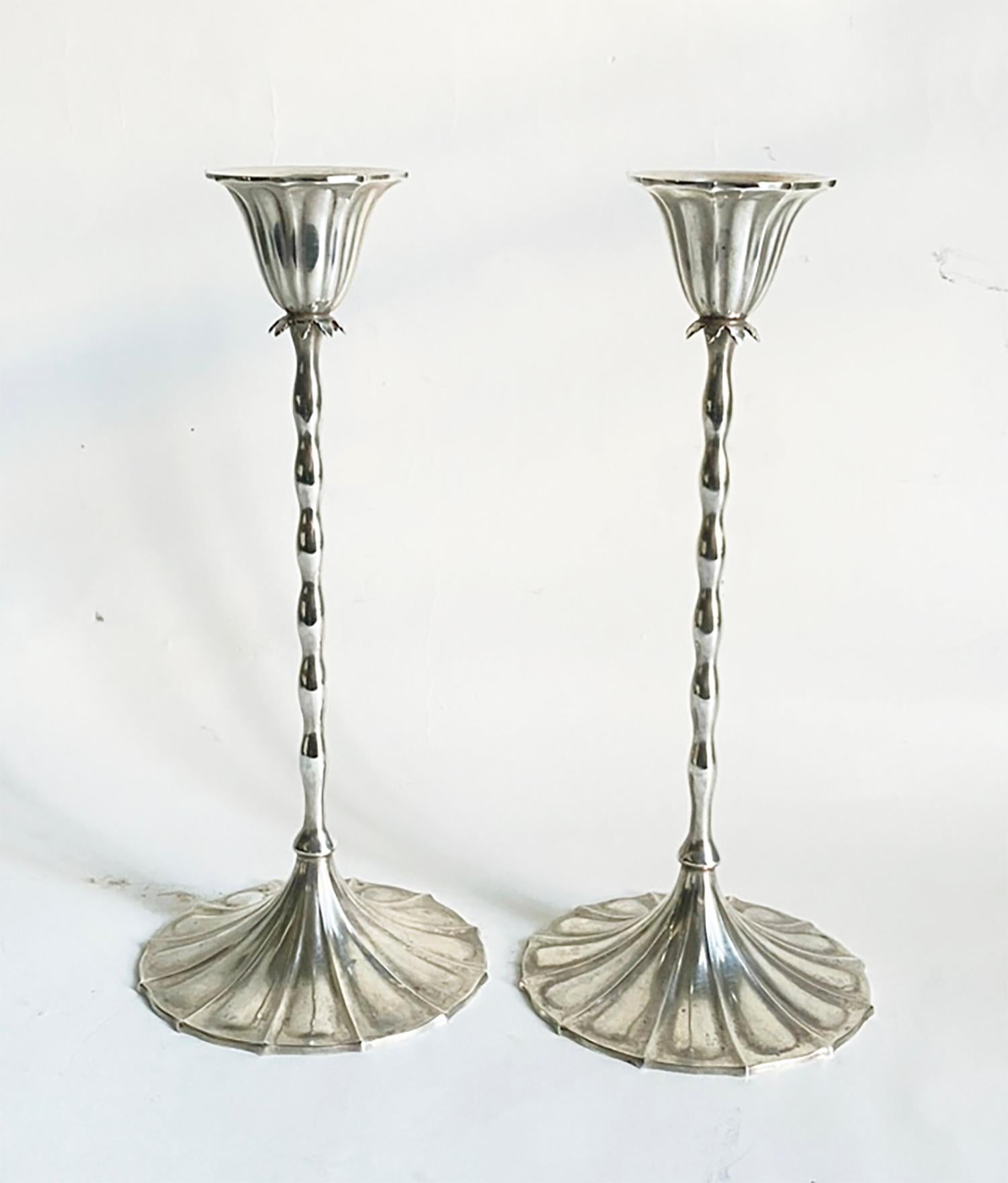 Inizio XX secolo Candelieri in sterlina di Reed & Barton nello stile di Josef Hoffmann c. 1928