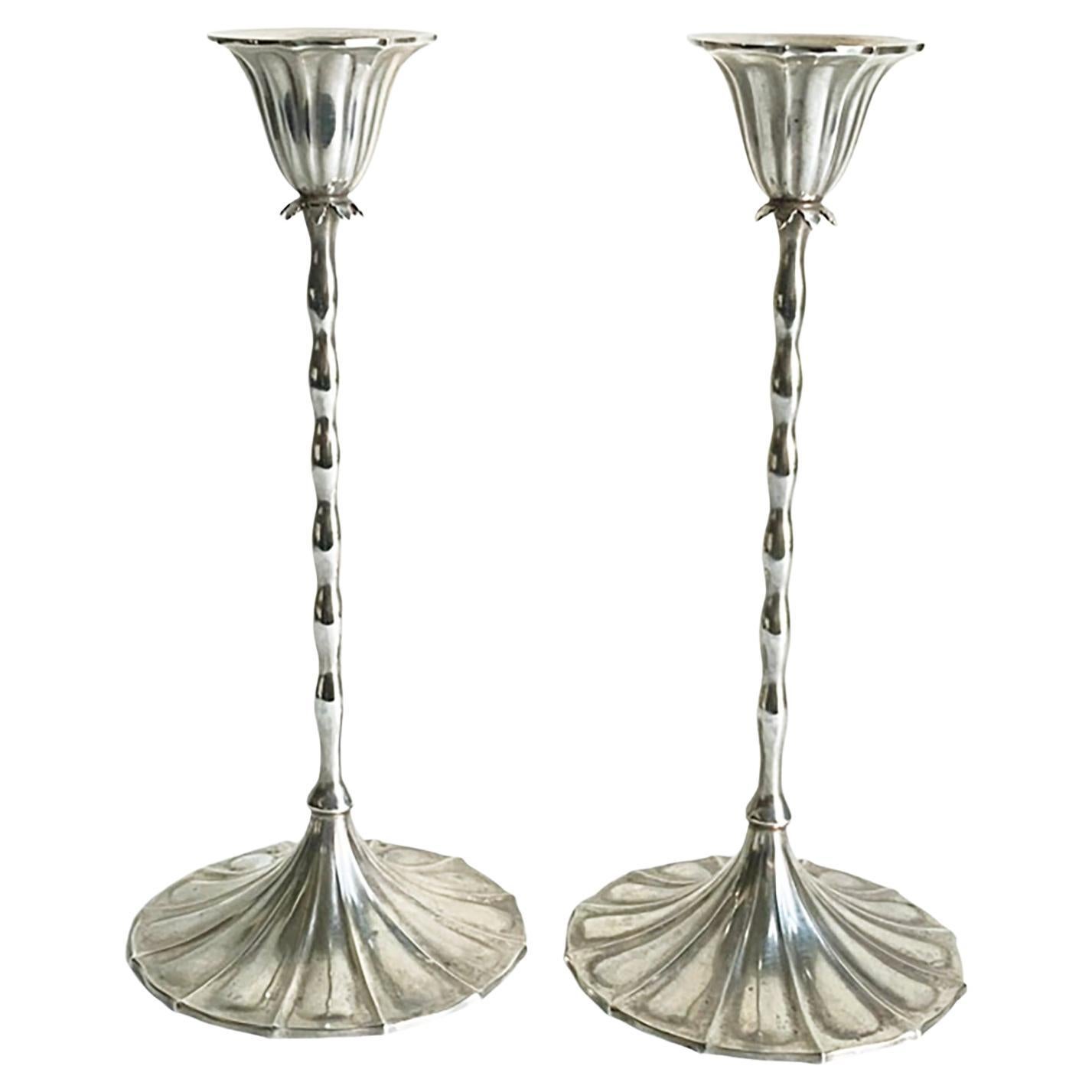 Candelieri in sterlina di Reed & Barton nello stile di Josef Hoffmann c. 1928