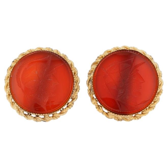 Sterling Carnelian Vintage Ancient Warrior Mens Cufflinks 925 Gold Pltd Intaglio