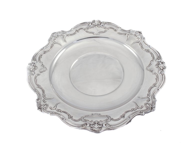 Being offered is a sterling silver tray in the “Chantilly” pattern by Gorham Silver. Their Chantilly pattern was very popular and continues to be very sought-after. A scalloped rim with a swirl pattern along the edge to accentuate the border. This