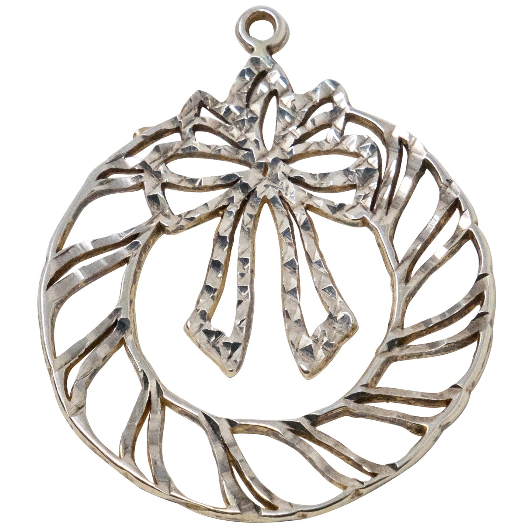 Sterling Christmas Wreath Ornament For Sale