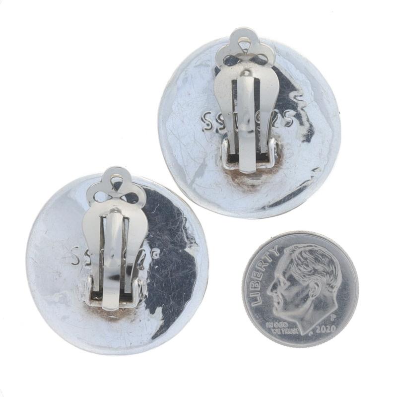 Sterling Crosshatch Tierdruck Große Ohrstecker 925 Harz gefüllte Clip-Ons Damen