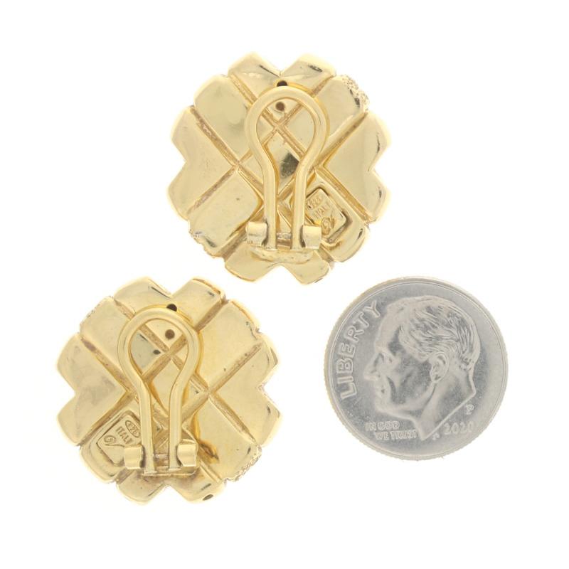 Women's Sterling Crosshatch Basket Weave Large Stud Earrings 925 Gold Pltd Italy Clip-On For Sale