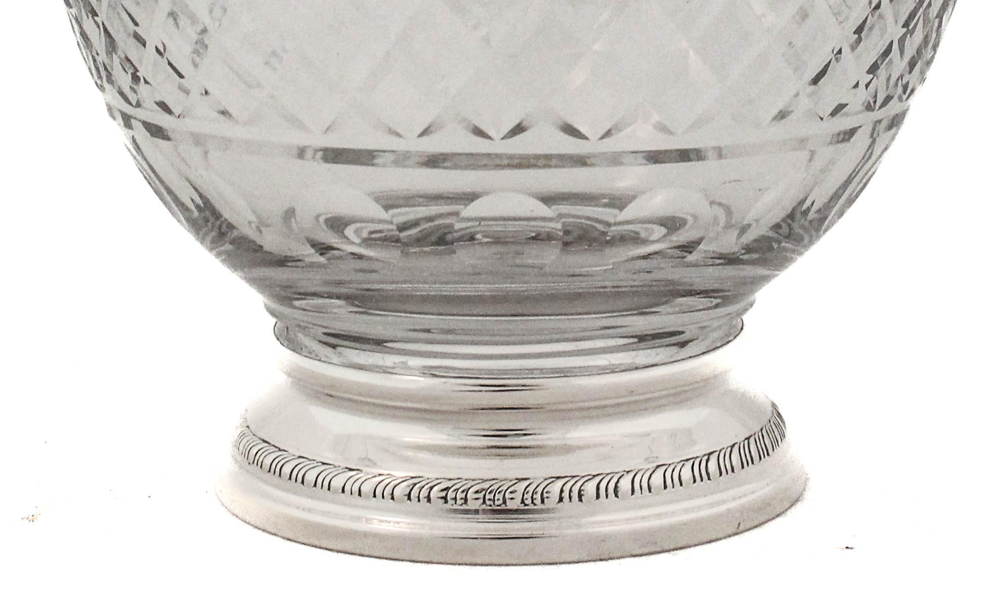 Cubitera de Cristal y Plata mediados del siglo XX en venta
