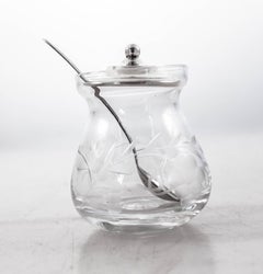 Pot à moutarde en sterling et cristal