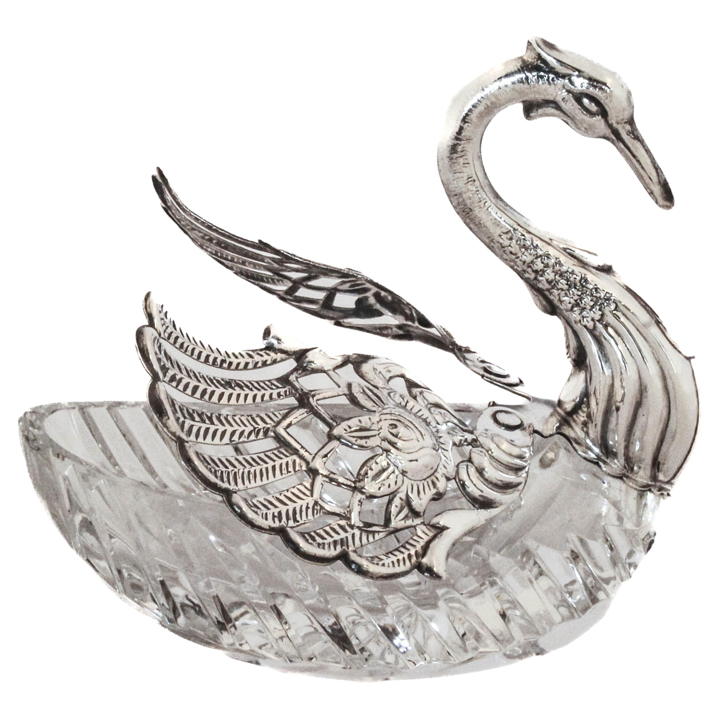 Cigno in argento e cristallo