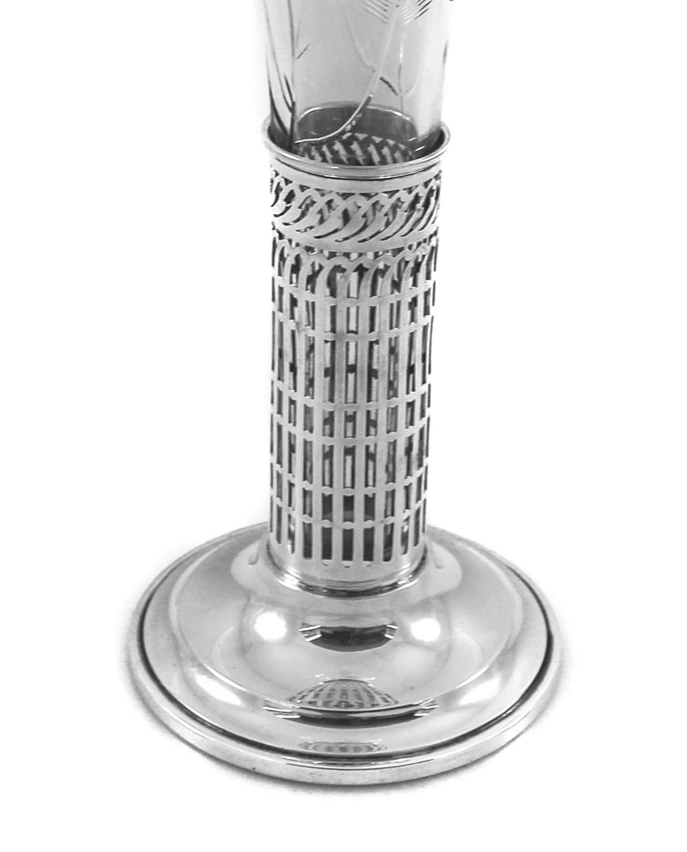 American Sterling and Crystal Vase