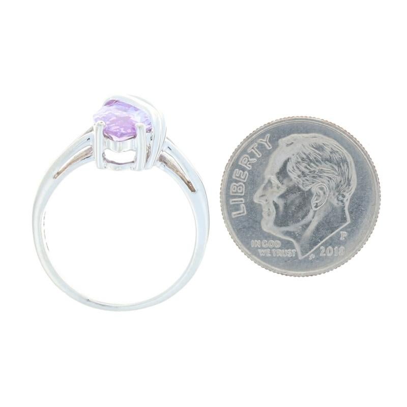Sterling Cubic Zirconia Cocktail Solitaire Ring - 925 Marquise 3ct Purplish Pink For Sale 2