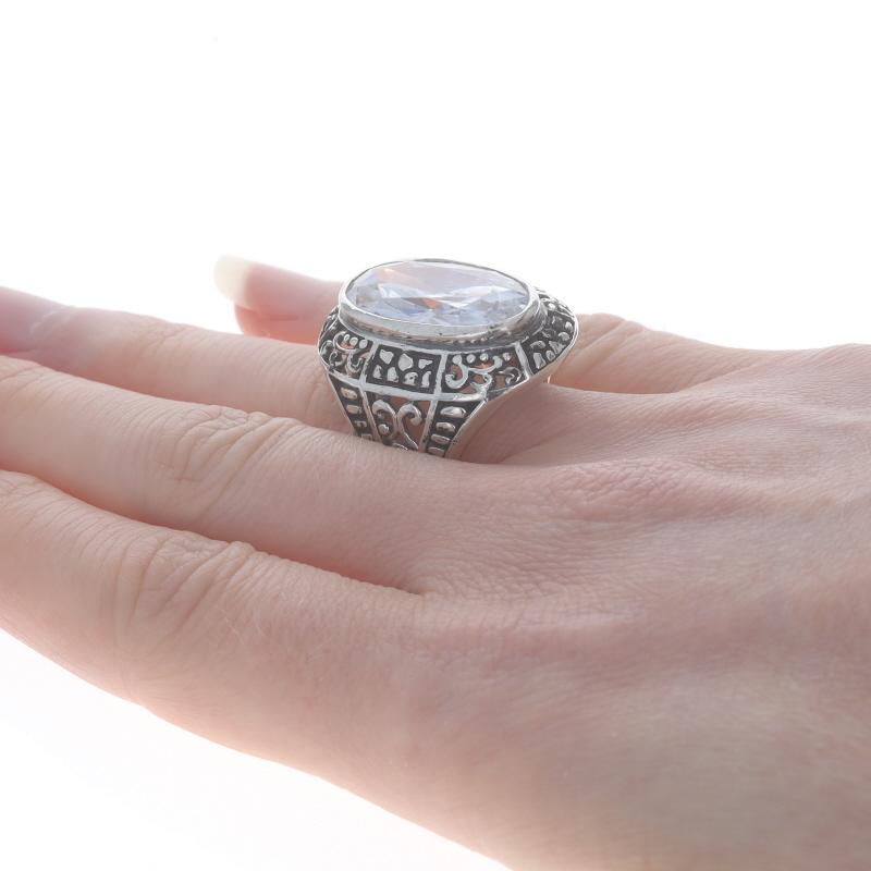 Sterling Cubic Zirkonia Cocktail Solitär-Ring - 925 Oval 13,60ct Schnörkelarbeit Damen im Angebot