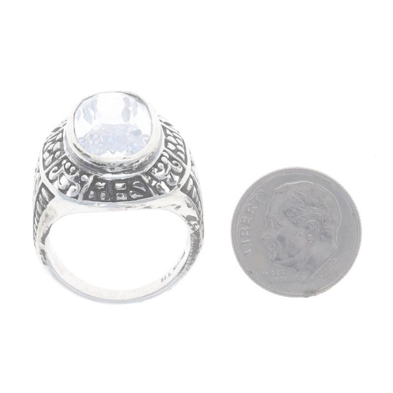 Sterling Cubic Zirkonia Cocktail Solitär-Ring - 925 Oval 13,60ct Schnörkelarbeit im Angebot 1