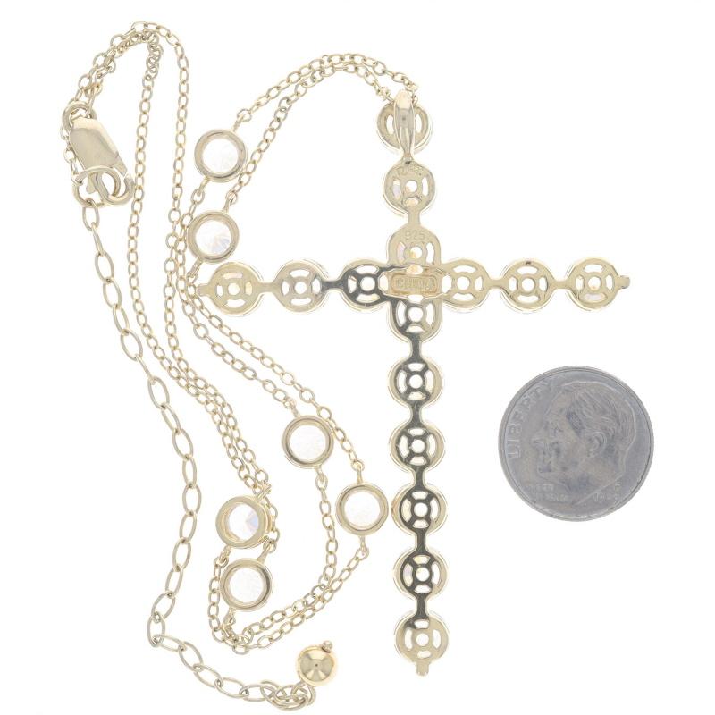 Donna Collana con ciondolo a forma di croce in zirconia cubica - Oro 925 pltd - Fede rotonda - Regolare in vendita