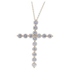 Sterling Cubic Zirconia Kreuz Anhänger Halskette -925 Gold Pltd Runde Glauben anpassen