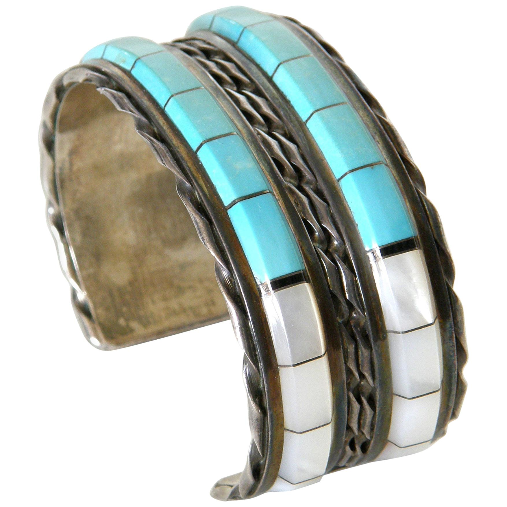 Sterling Cuff Bracelet by Zuni Artists Martin and Esther Panteah