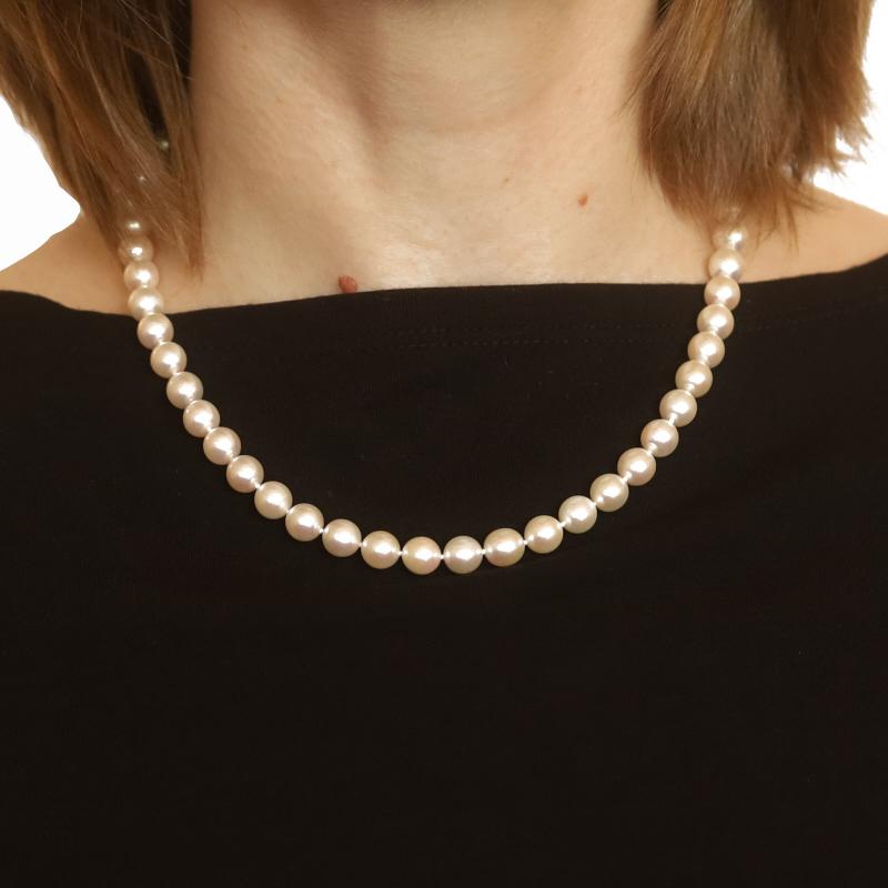 Sterling Cultured Pearl Knotted Strand Necklace 17 1/2