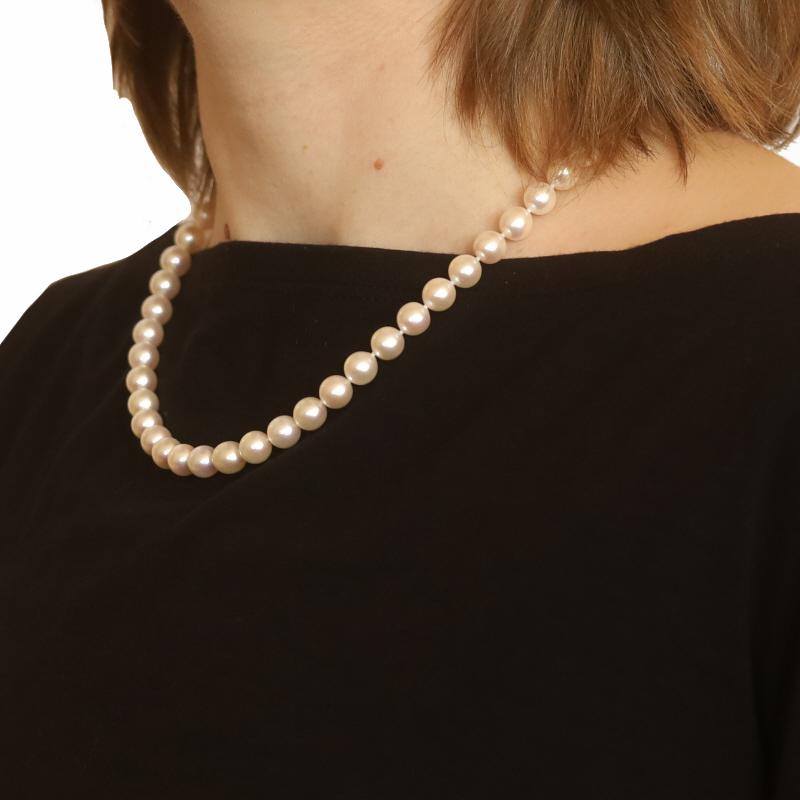Women's Sterling Cultured Pearl Knotted Strand Necklace 17 1/2