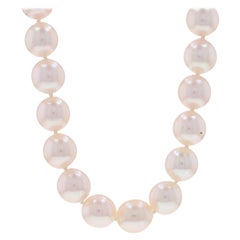 Collar de cadena anudada de perlas cultivadas de ley 17 1/2" - 925 y tono plateado