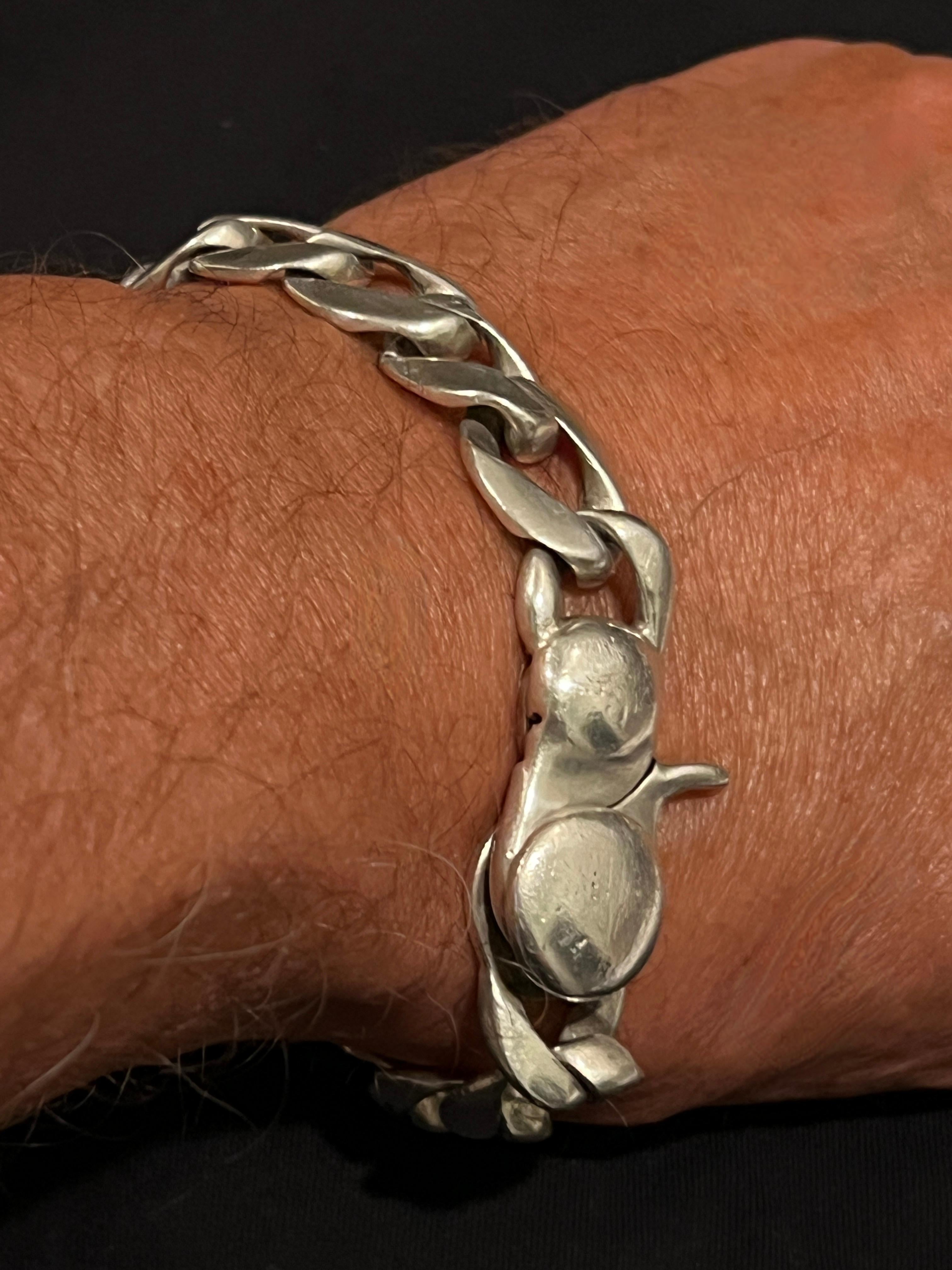 Pulsera de eslabones de acero inoxidable Plata esterlina en venta