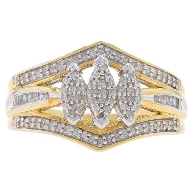 Sterling Diamond All-In-One Engagement Ring 925 Gold Plated .25ctw Cluster Sz 7 For Sale