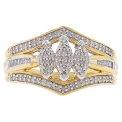 Sterling Diamant All-In-One Verlobungsring 925 vergoldet .25ctw Cluster Gr. 7