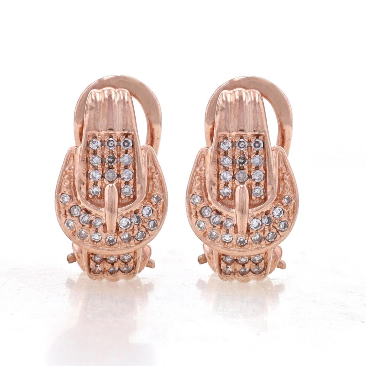 Sterling Diamond Buckle Earrings & Ring Set 925 Rose Gold Plate .30ctw Band Sz 7

Stone Information:
Natural Diamonds
Carat(s): .30ctw
Cut: Single
Color: F - G
Clarity: SI1 - I1

Total Carats: .30ctw

Additional information:
Material: Metal Sterling