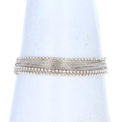 Sterling Diamond Cut Bead & Curb Multi Chain Bracelet 7 3/4" - 925 Italy