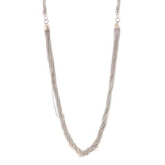 Sterling Diamond Cut Curb & Twisted Foxtail Chain Necklace 24 1/4" - 925 Italy