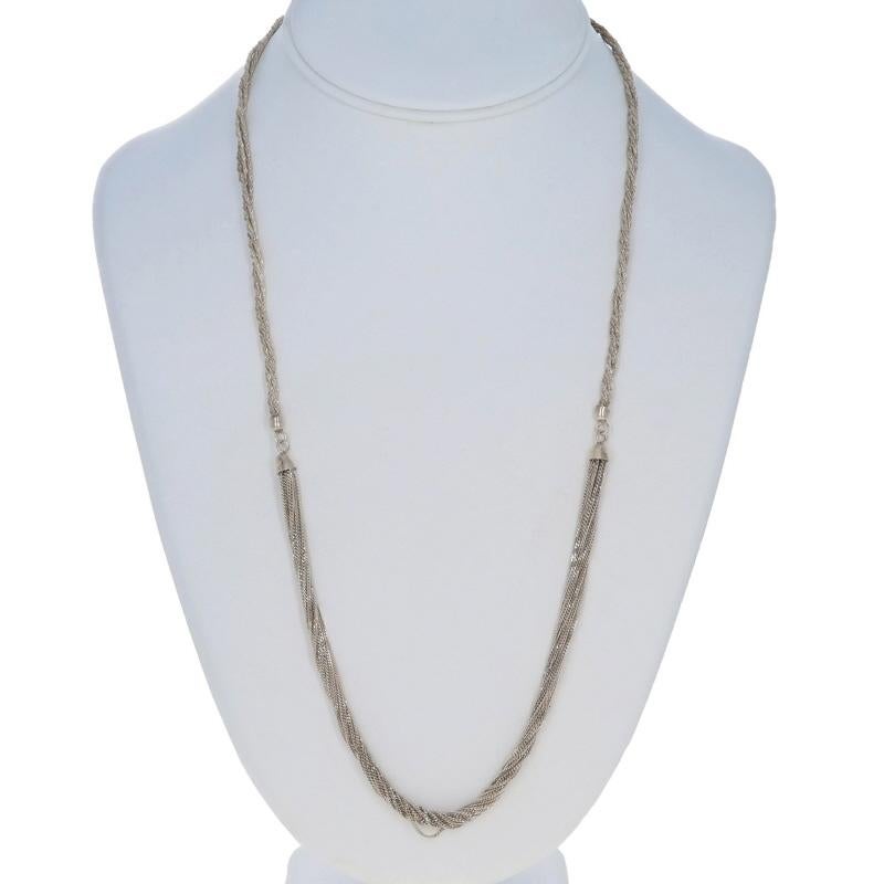 Collana in argento con taglio a diamante e catena a coda di volpe attorcigliata 24 1/4