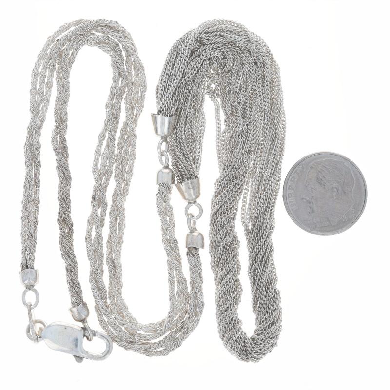 Donna Collana in argento con taglio a diamante e catena a coda di volpe attorcigliata 24 1/4