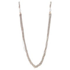 Sterling Diamantschliff Curb & gedrehte Fuchsschwanz Kette Halskette 24 1/4" - 925 Italien