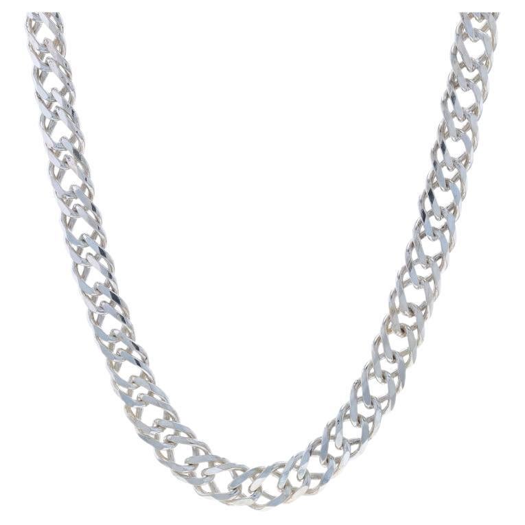 Sterling Diamond Cut Rambo Chain Unisex Necklace 20" - 925 Diamond Cut Dble Curb
