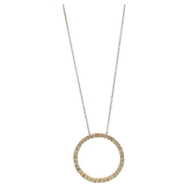 Collier d'éternité en argent sterling 17 3/4" -925, doré avec cercle halo de 1,00 ctw